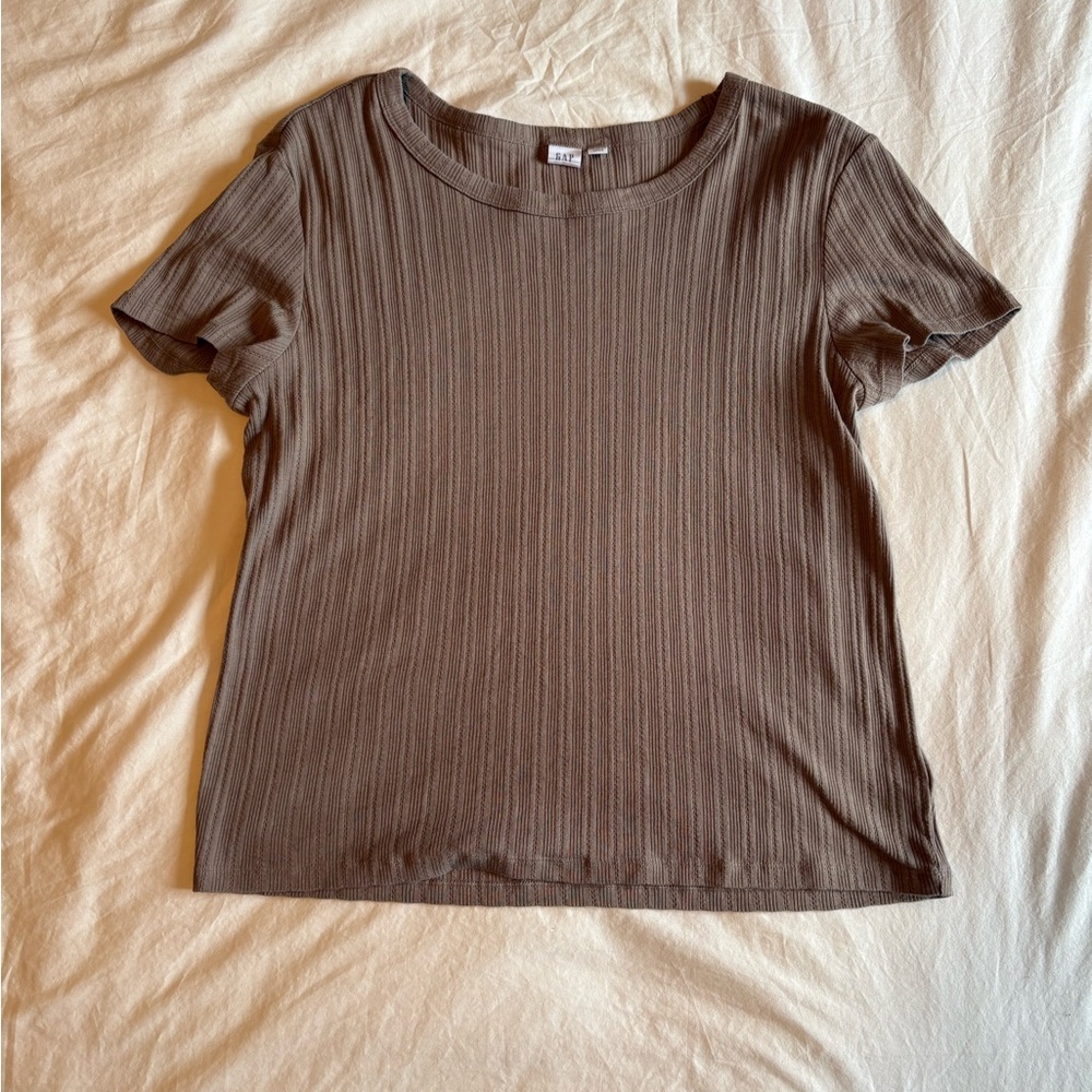 GAP Brown Ribbed Short Sleeve Tee